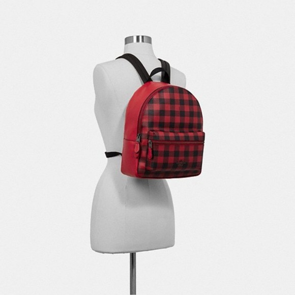 NWT Coach charlie backpack with gingham print - Picture 3 of 3